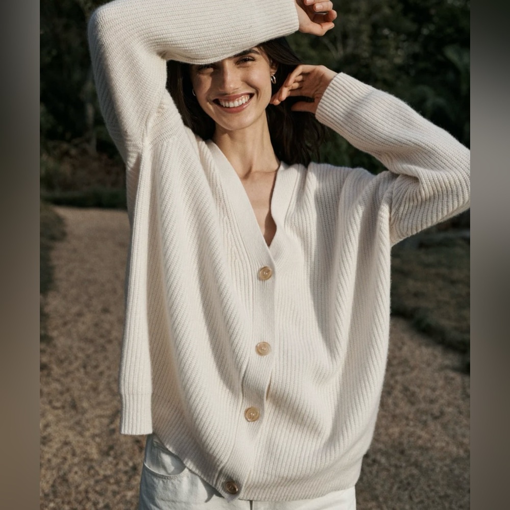 Jenni Kayne | 100% Cashmere Cocoon Cardigan | Ivory | XS - Picture 1 of 8